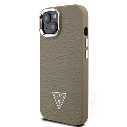 iPhone 15 Kılıf Guess Orijinal Lisanslı M-safe Şarj Özellikli Grained Triangle Kılıf