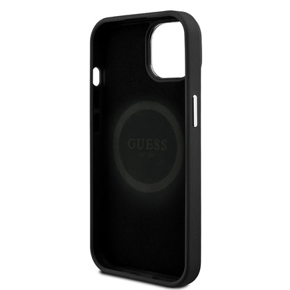 iPhone 15 Kılıf Guess Orijinal Lisanslı M-safe Şarj Özellikli Grained Triangle Kılıf