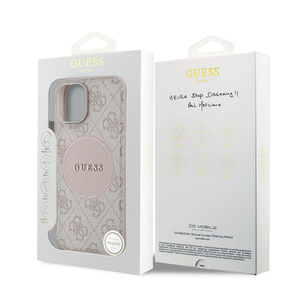 iPhone 15 Kılıf Guess Orijinal Lisanslı M-safe Şarj Özellikli Yazı Logolu Circle Classic Kılıf