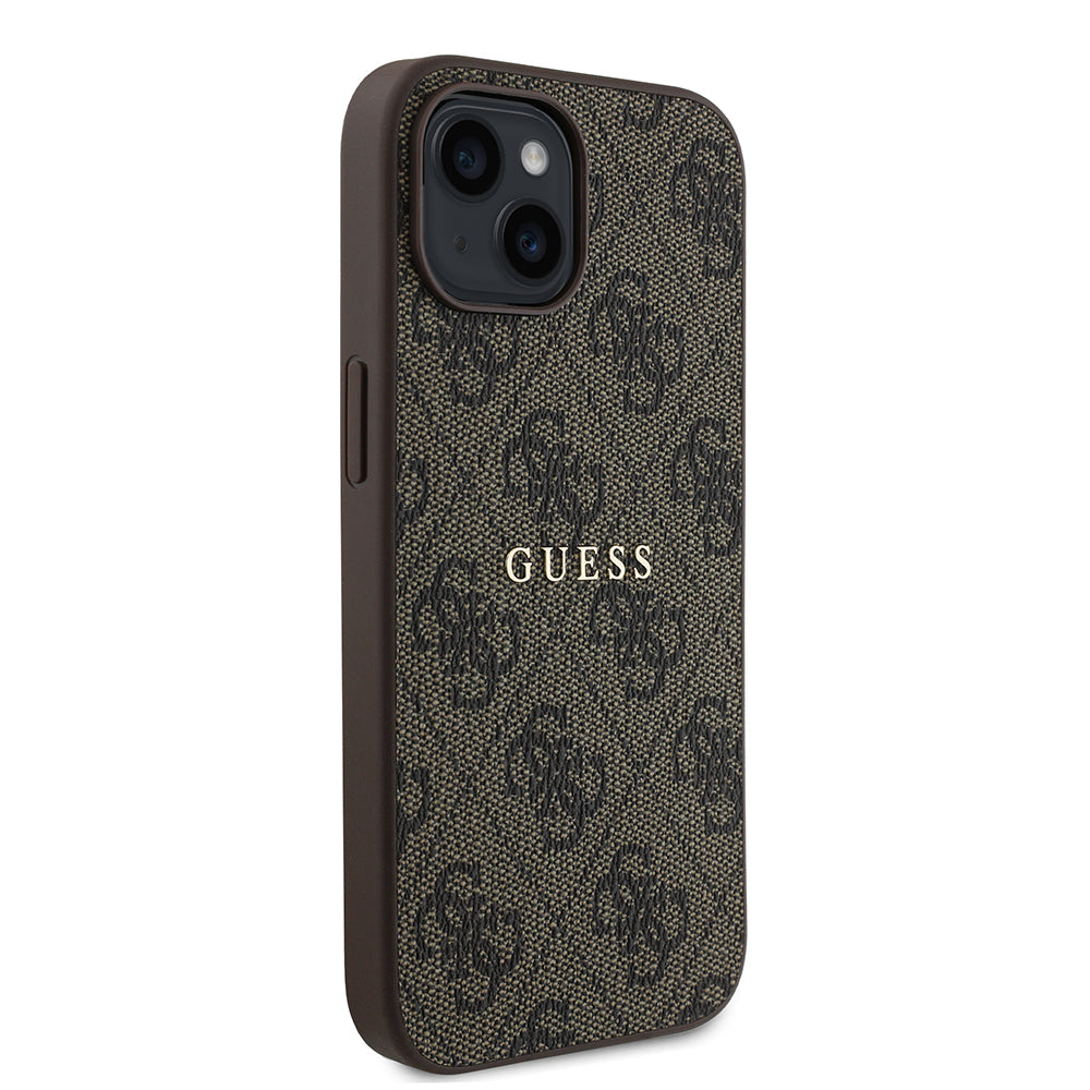 iPhone 15 Kılıf Guess Orijinal Lisanslı M-safe Şarj Özellikli 4G Desen Yazı Logolu Kılıf