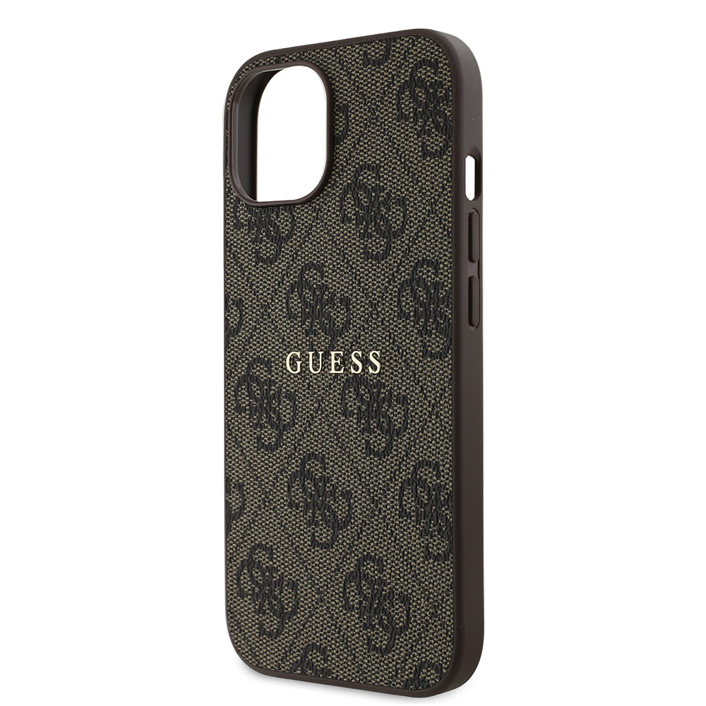 iPhone 15 Kılıf Guess Orijinal Lisanslı M-safe Şarj Özellikli 4G Desen Yazı Logolu Kılıf