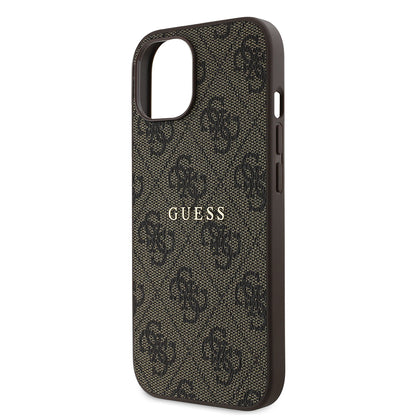 iPhone 15 Kılıf Guess Orijinal Lisanslı M-safe Şarj Özellikli 4G Desen Yazı Logolu Kılıf