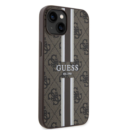 iPhone 15 Kılıf Guess Orijinal Lisanslı M-safe Şarj Özellikli 4G Şerit Tasarımlı Printed Kılıf