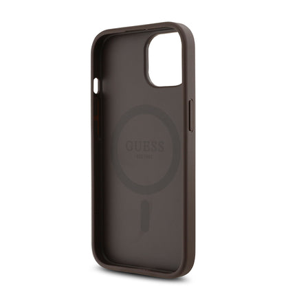 iPhone 15 Kılıf Guess Orijinal Lisanslı M-safe Şarj Özellikli Gül Baskılı 4G Desenli Yazı Logolu Kılıf