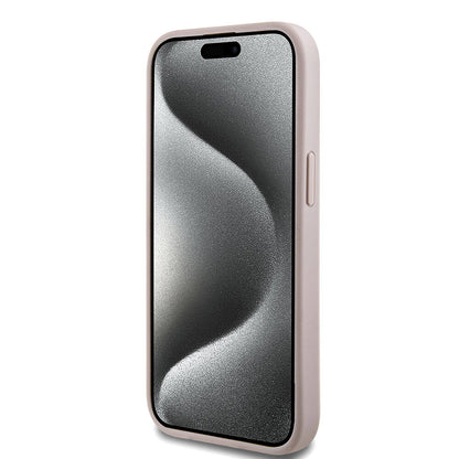 iPhone 15 Kılıf Guess Orijinal Lisanslı M-safe Şarj Özellikli PU Halkalı 4G Desenli Yazı Logolu Kılıf