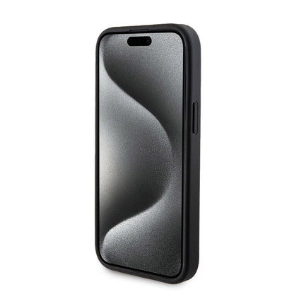 iPhone 15 Kılıf Guess Orijinal Lisanslı M-safe Şarj Özellikli Yazı Logolu 4G Desenli Kılıf + Powerbank 5000mAh 2in1 Set