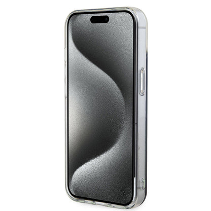 iPhone 15 Kılıf Guess Orijinal Lisanslı M-safe Şarj Özellikli Yazı Logolu Iridescent Kılıf