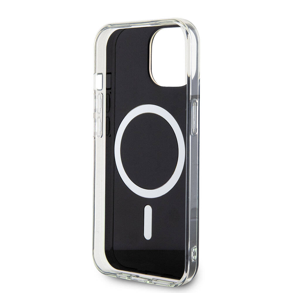 iPhone 15 Kılıf Guess Orijinal Lisanslı M-safe Şarj Özellikli Yazı Logolu Iridescent Kılıf
