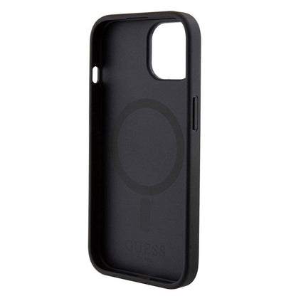 iPhone 15 Kılıf Guess Orijinal Lisanslı M-safe Şarj Özellikli Yazı Logolu Saffiano Kılıf