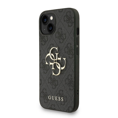 iPhone 15 Kılıf Guess Orijinal Lisanslı PU Deri Bilek Askı İpli Metal Büyük 4G ve Yazı Logolu Kılıf