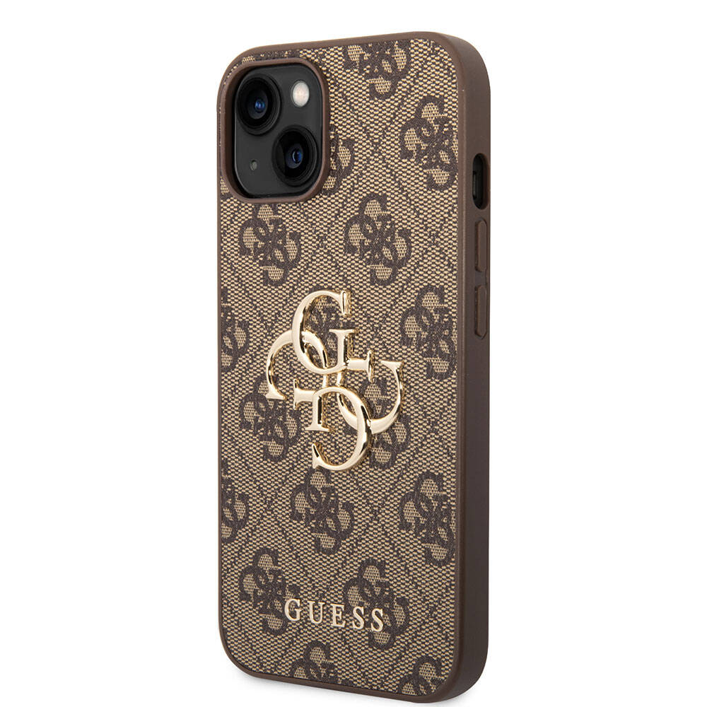 iPhone 15 Kılıf Guess Orijinal Lisanslı PU Deri Yazı ve 4G Metal Logolu Desenli Kılıf