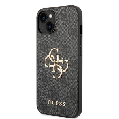 iPhone 15 Kılıf Guess Orijinal Lisanslı PU Deri Yazı ve 4G Metal Logolu Desenli Kılıf