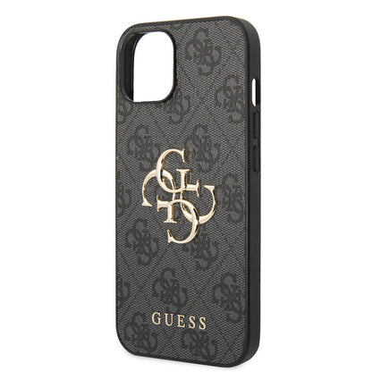 iPhone 15 Kılıf Guess Orijinal Lisanslı PU Deri Yazı ve 4G Metal Logolu Desenli Kılıf