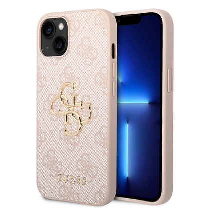 iPhone 15 Kılıf Guess Orijinal Lisanslı PU Deri Yazı ve 4G Metal Logolu Desenli Kılıf