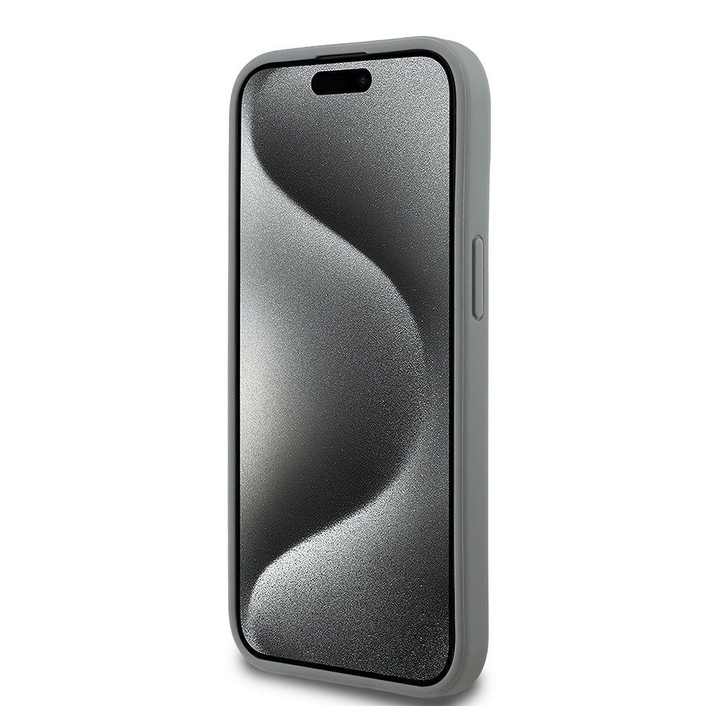 iPhone 15 Kılıf Guess Orijinal Lisanslı Taşlı Arka Yüzey Üçgen Logolu Kılıf