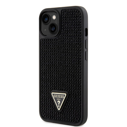 iPhone 15 Kılıf Guess Orijinal Lisanslı Taşlı Arka Yüzey Üçgen Logolu Kılıf