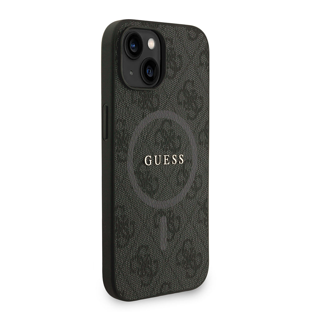 iPhone 15 Kılıf Guess orijinal Lisanslı M-safe Şarj Özellikli PU Deri Bilek Askı İpli Yazı Logolu Kılıf