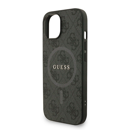 iPhone 15 Kılıf Guess orijinal Lisanslı M-safe Şarj Özellikli PU Deri Bilek Askı İpli Yazı Logolu Kılıf