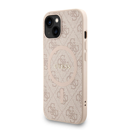 iPhone 15 Kılıf Guess orijinal Lisanslı M-safe Şarj Özellikli PU Deri Bilek Askı İpli Yazı Logolu Kılıf