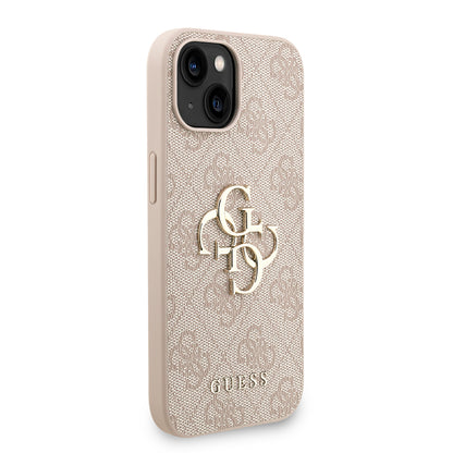 iPhone 15 Kılıf Guess orijinal Lisanslı PU Deri Bilek Askı İpli Metal Büyük 4G ve Yazı Logolu Kılıf