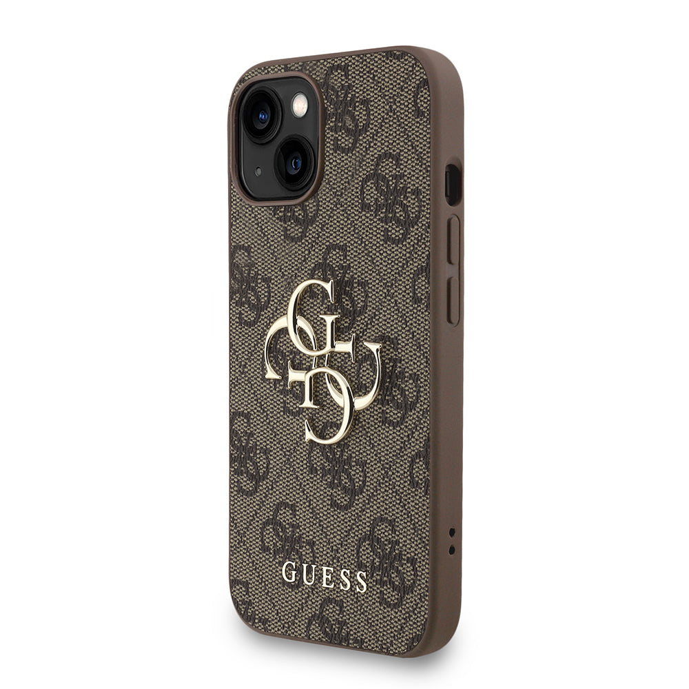 iPhone 15 Kılıf Guess orijinal Lisanslı PU Deri Bilek Askı İpli Metal Büyük 4G ve Yazı Logolu Kılıf