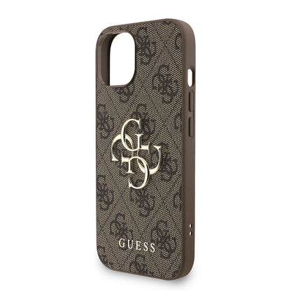 iPhone 15 Kılıf Guess orijinal Lisanslı PU Deri Bilek Askı İpli Metal Büyük 4G ve Yazı Logolu Kılıf