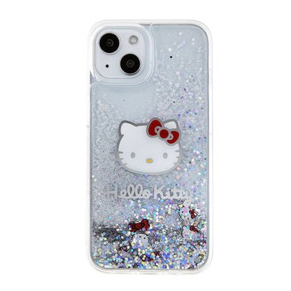 iPhone 15 Kılıf Hello Kitty Orijinal Lisanslı İkonik Sıvılı Glitter Kılıf