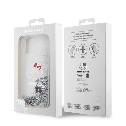 iPhone 15 Kılıf Hello Kitty Orijinal Lisanslı İkonik Sıvılı Glitter Kılıf