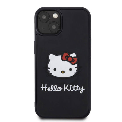 iPhone 15 Kılıf Hello Kitty Orijinal Lisanslı Yazı ve İkonik Logolu 3D Rubber Kitty Head Kılıf