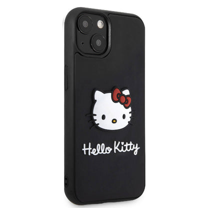 iPhone 15 Kılıf Hello Kitty Orijinal Lisanslı Yazı ve İkonik Logolu 3D Rubber Kitty Head Kılıf