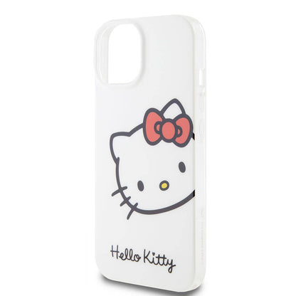 iPhone 15 Kılıf Hello Kitty Orijinal Lisanslı Yazı ve İkonik Logolu Kitty Head Kılıf