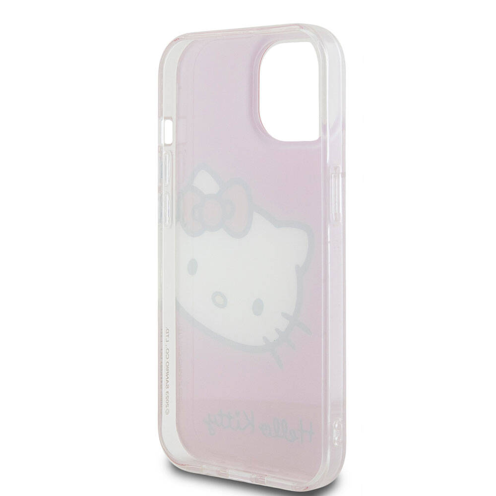 iPhone 15 Kılıf Hello Kitty Orijinal Lisanslı Yazı ve İkonik Logolu Kitty Head Kılıf