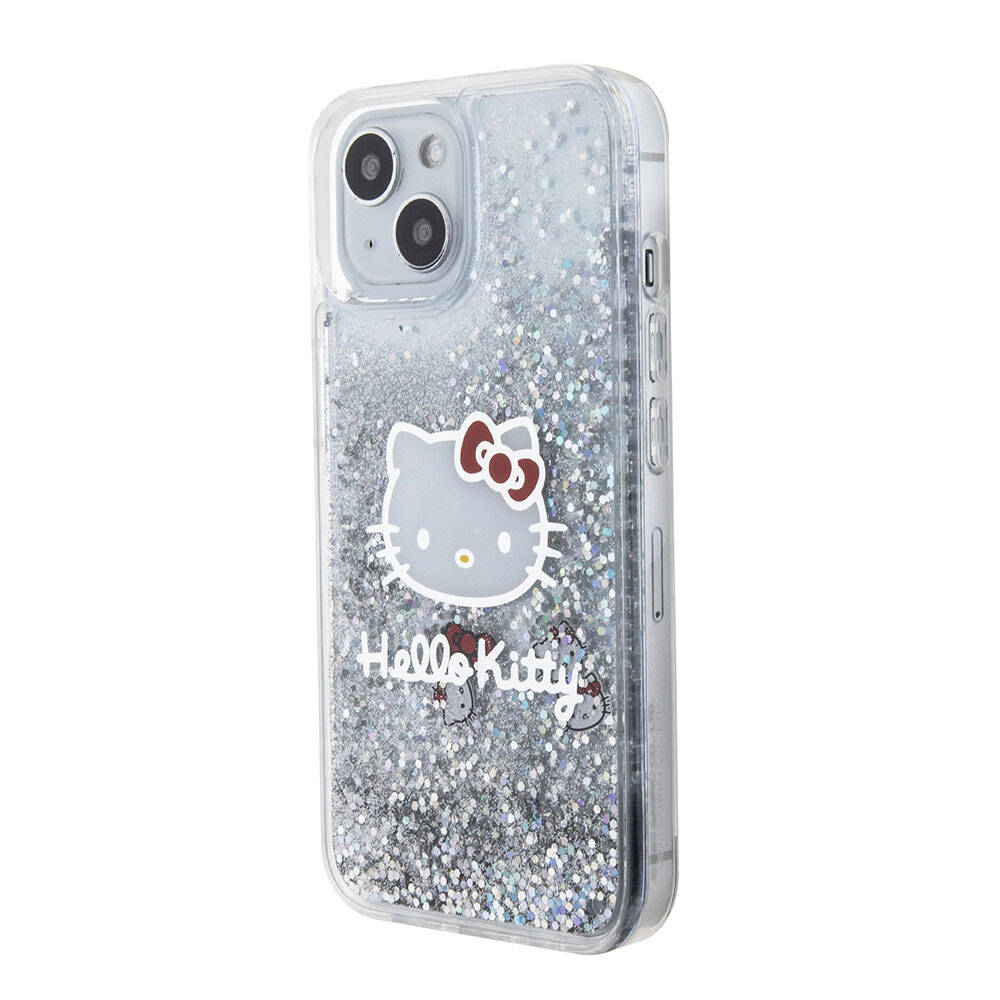 iPhone 15 Kılıf Hello Kitty orijinal Lisanslı İkonik Sıvılı Glitter Kılıf