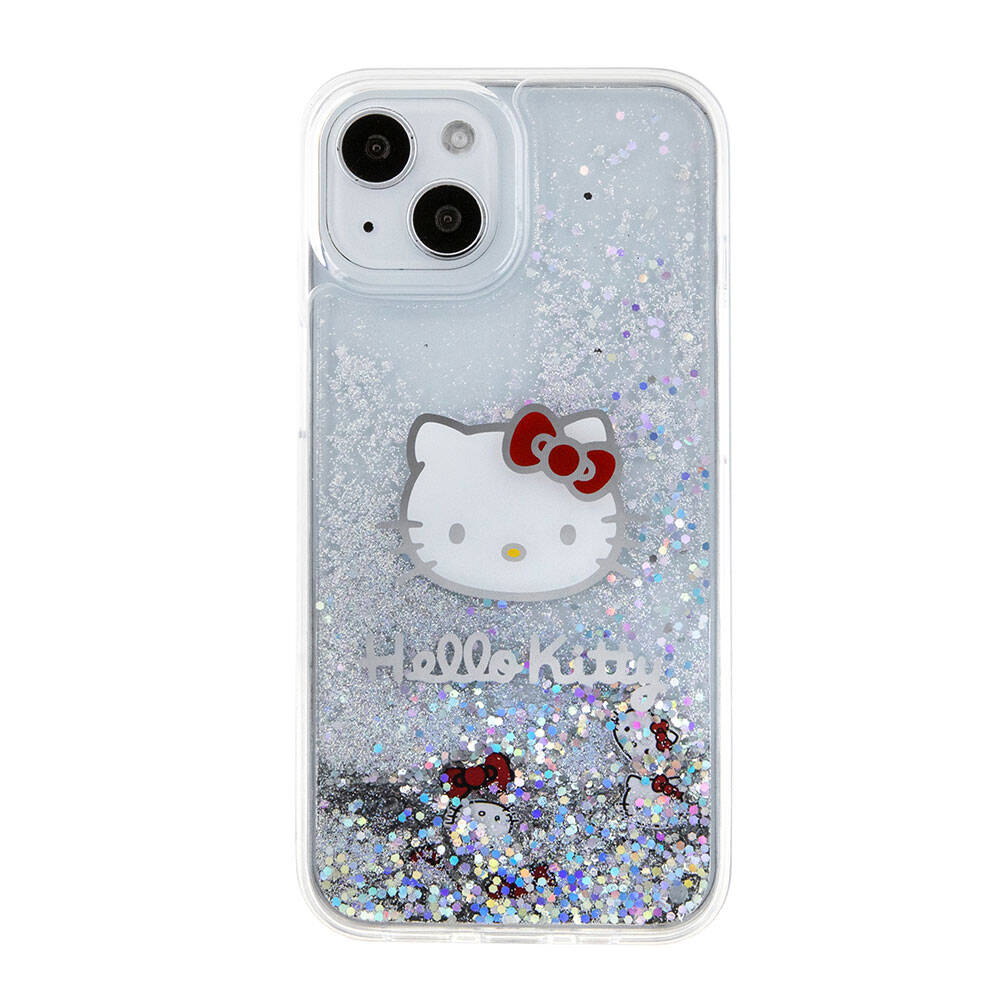 iPhone 15 Kılıf Hello Kitty orijinal Lisanslı İkonik Sıvılı Glitter Kılıf