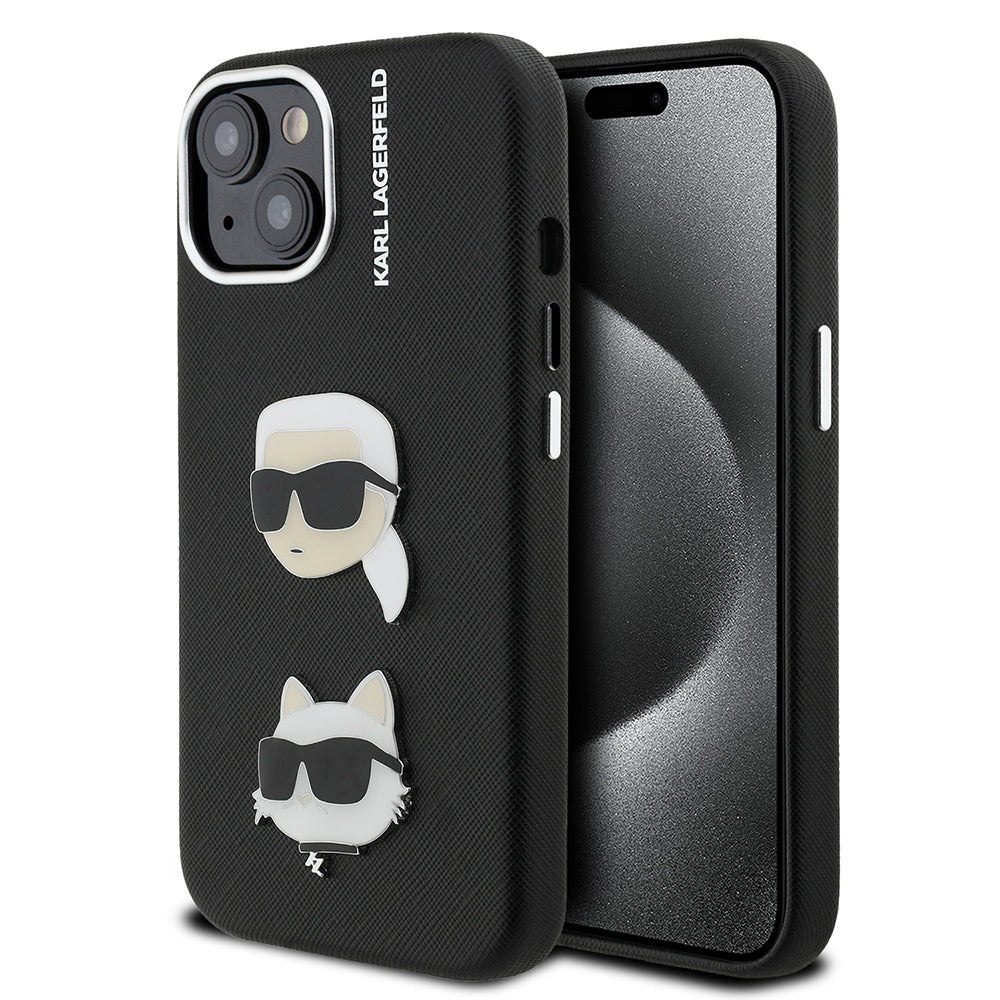 iPhone 15 Kılıf Karl Lagerfeld Orijinal Lisanslı K&C Heads Pin Kılıf