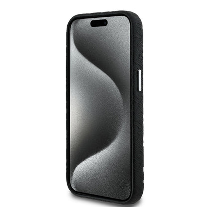 iPhone 15 Kılıf Karl Lagerfeld Orijinal Lisanslı PU Deri Damgalı Metal Yazı Logolu Kılıf
