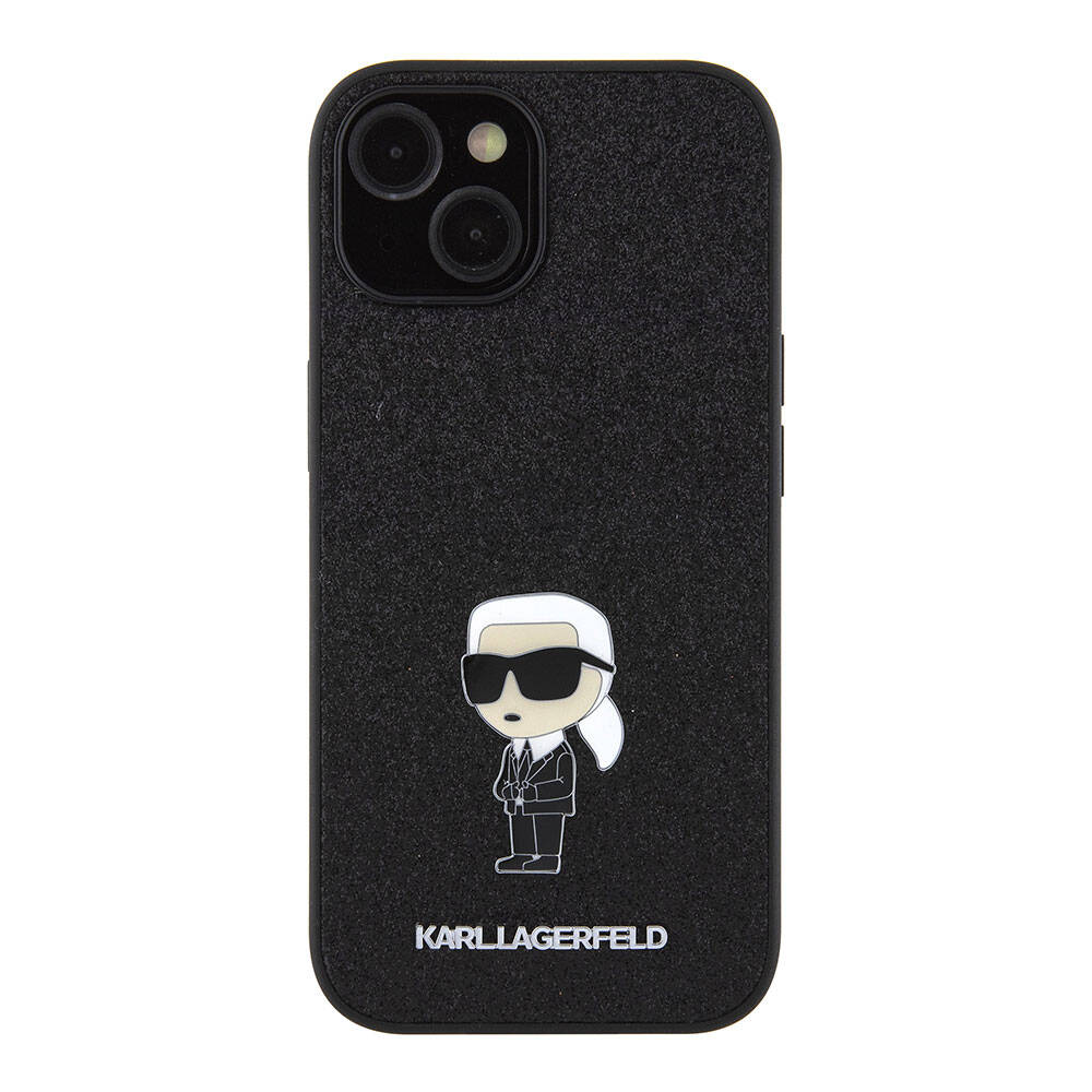 iPhone 15 Kılıf Karl Lagerfeld İkonik Fixed Glitter Metal Logo orijinal Lisanslı Kılıf