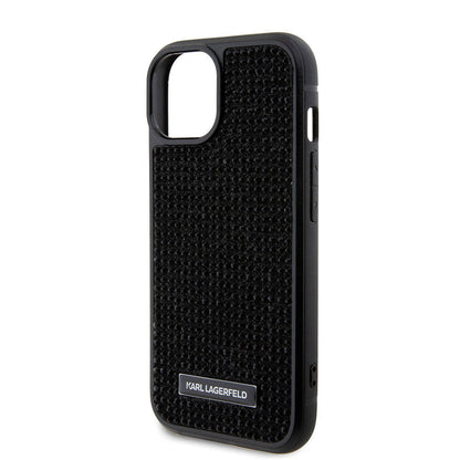 iPhone 15 Kılıf Karl Lagerfeld Taşlı Metal Logo Orijinal Lisanslı Kılıf