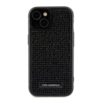 iPhone 15 Kılıf Karl Lagerfeld Taşlı Metal Logo orijinal Lisanslı Kılıf