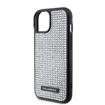 iPhone 15 Kılıf Karl Lagerfeld Taşlı Metal Logo orijinal Lisanslı Kılıf
