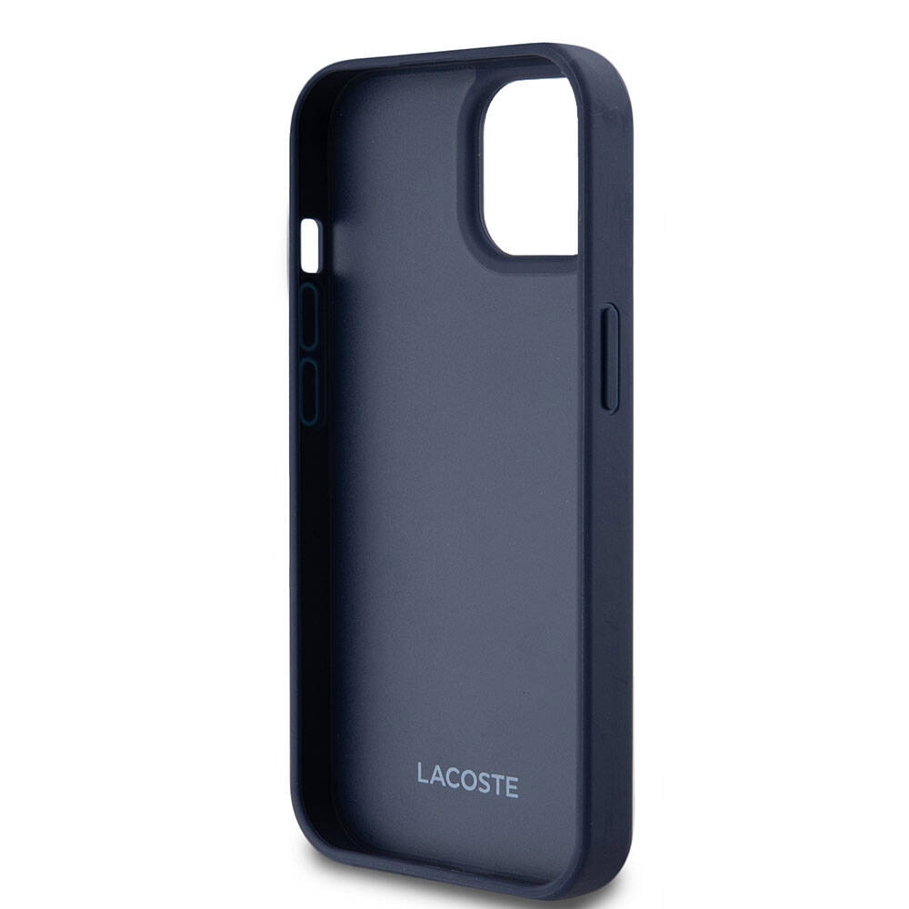 iPhone 15 Kılıf Lacoste Orijinal Lisanslı M-safe Şarj Özellikli PU Deri Görünümlü Kartlıklı Karışık Monogram Desenli Kılıf