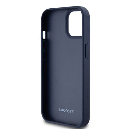 iPhone 15 Kılıf Lacoste Orijinal Lisanslı M-safe Şarj Özellikli PU Deri Görünümlü Kartlıklı Karışık Monogram Desenli Kılıf