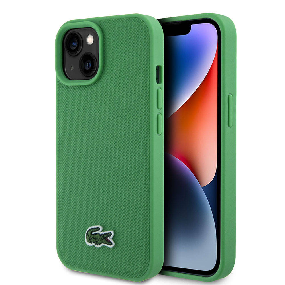 iPhone 15 Kılıf Lacoste orijinal Lisanslı PU Pike Desenli Arka Yüzey İkonik Timsah Dokuma Logolu Kılıf