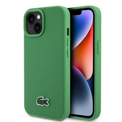 iPhone 15 Kılıf Lacoste orijinal Lisanslı PU Pike Desenli Arka Yüzey İkonik Timsah Dokuma Logolu Kılıf
