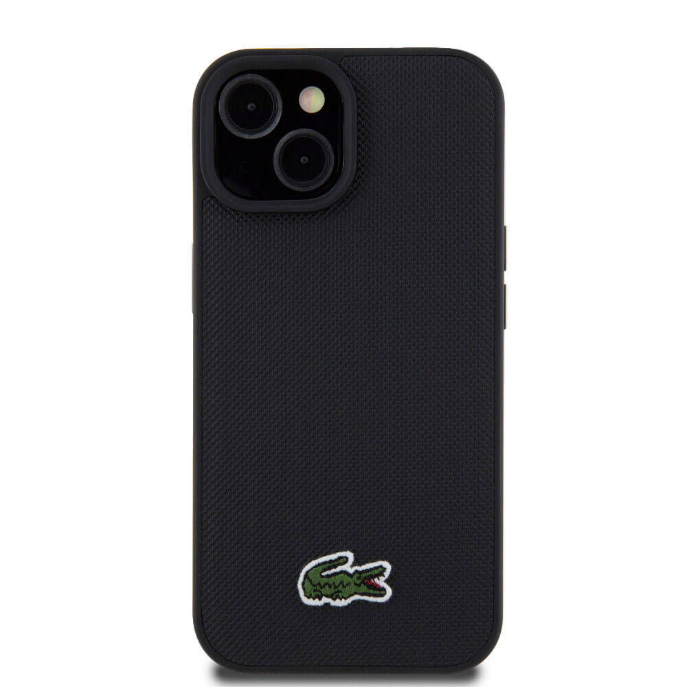 iPhone 15 Kılıf Lacoste orijinal Lisanslı PU Pike Desenli Arka Yüzey İkonik Timsah Dokuma Logolu Kılıf