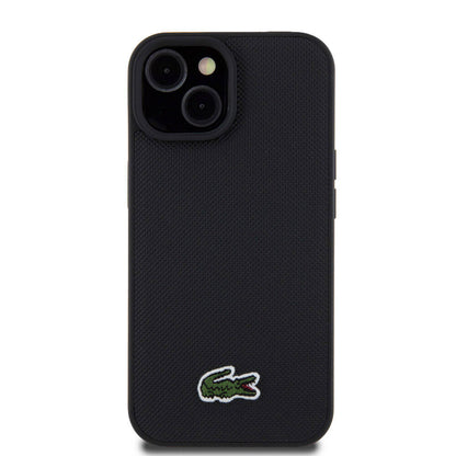 iPhone 15 Kılıf Lacoste orijinal Lisanslı PU Pike Desenli Arka Yüzey İkonik Timsah Dokuma Logolu Kılıf