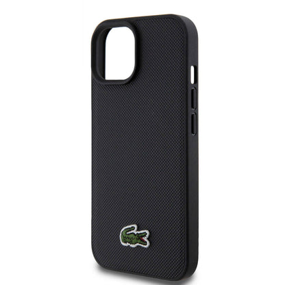 iPhone 15 Kılıf Lacoste orijinal Lisanslı PU Pike Desenli Arka Yüzey İkonik Timsah Dokuma Logolu Kılıf