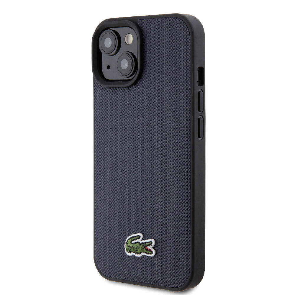 iPhone 15 Kılıf Lacoste orijinal Lisanslı PU Pike Desenli Arka Yüzey İkonik Timsah Dokuma Logolu Kılıf
