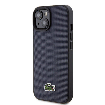 iPhone 15 Kılıf Lacoste orijinal Lisanslı PU Pike Desenli Arka Yüzey İkonik Timsah Dokuma Logolu Kılıf