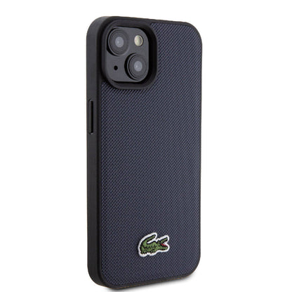 iPhone 15 Kılıf Lacoste orijinal Lisanslı PU Pike Desenli Arka Yüzey İkonik Timsah Dokuma Logolu Kılıf